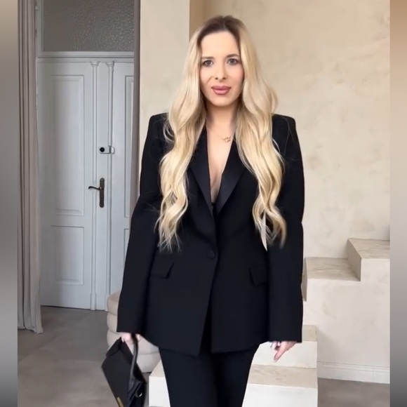 ZARA SATIN EFFECT TUXEDO JACKET - Picture 7 of 16